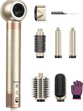 7-in-1 Air Styler & Hair Dryer Brush with Auto-Wrap Curlers for Effortless Curls
